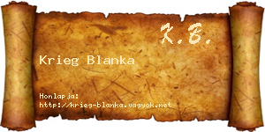 Krieg Blanka névjegykártya